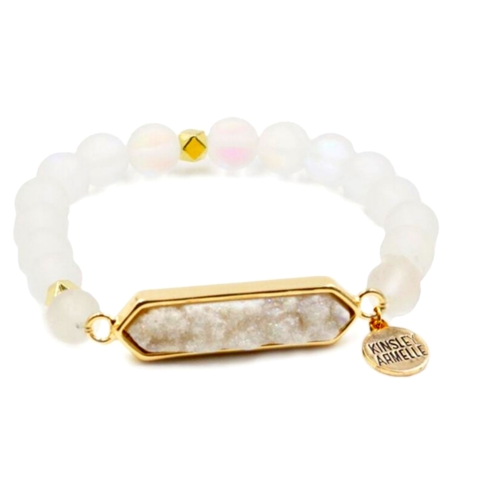 KINSLEY ARMELLE NWT PERLA QUARTZ BRACELET•REAL STONE•VELVET GIFT POUCH ✨ 18K GP